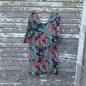 Lolly Wolly Doodle Size Large Dress Colorful Floral Knit Travel